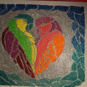 Bird of paradise glitter artwork handmade painting